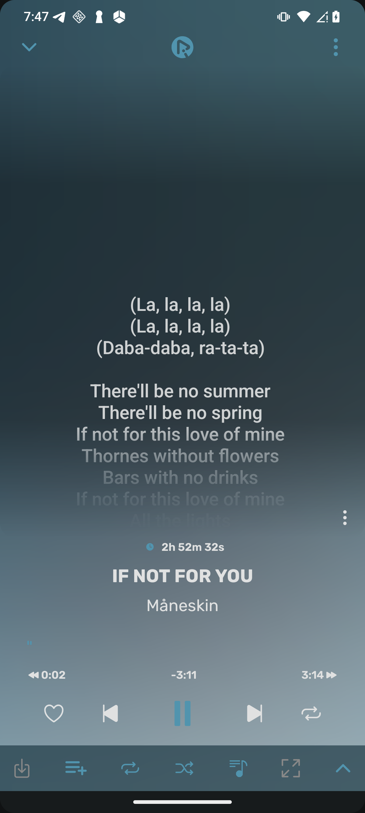 now playing with lyrics